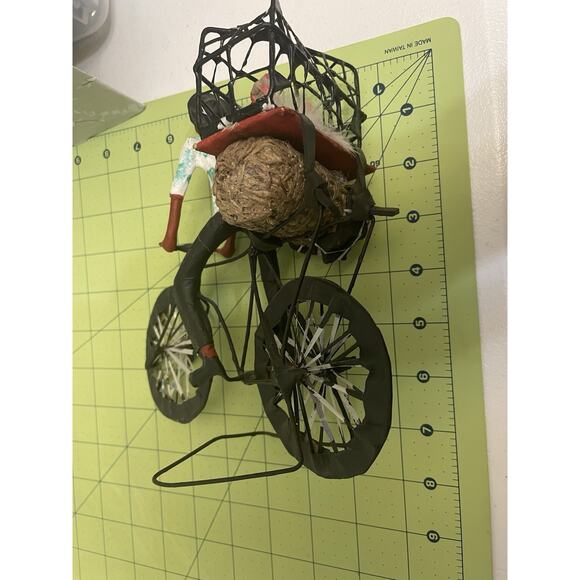Folkart Wire Bicycle Man W/ Chickens Cage Latin America Folk Art Paper Machete - Picture 7 of 9